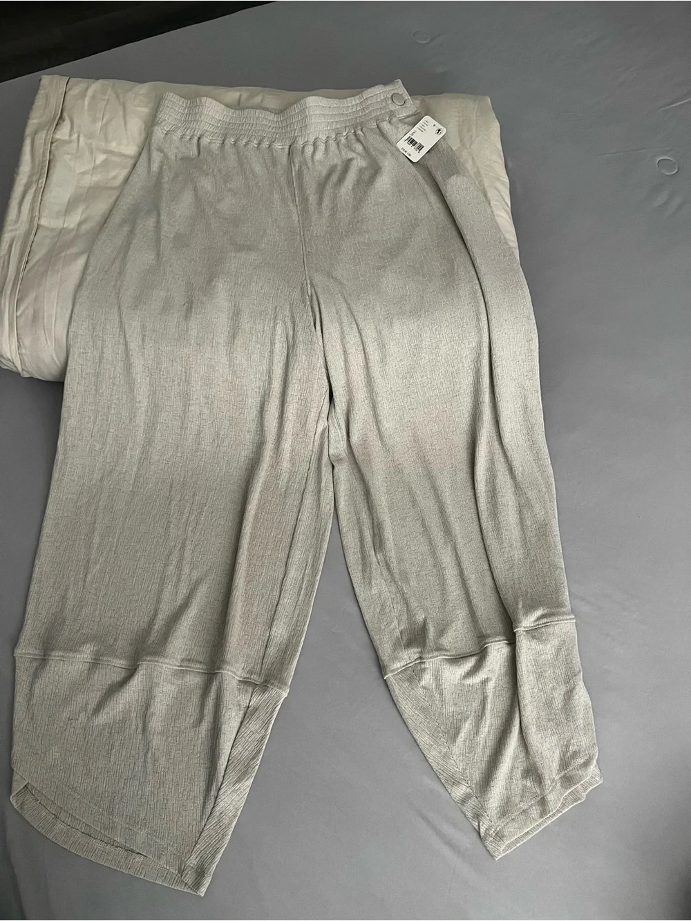 NWT FREE PEOPLE Light Gray Wide-Leg Lounge Pants - Picture 1 of 6
